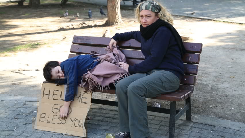 homeless mom with son
